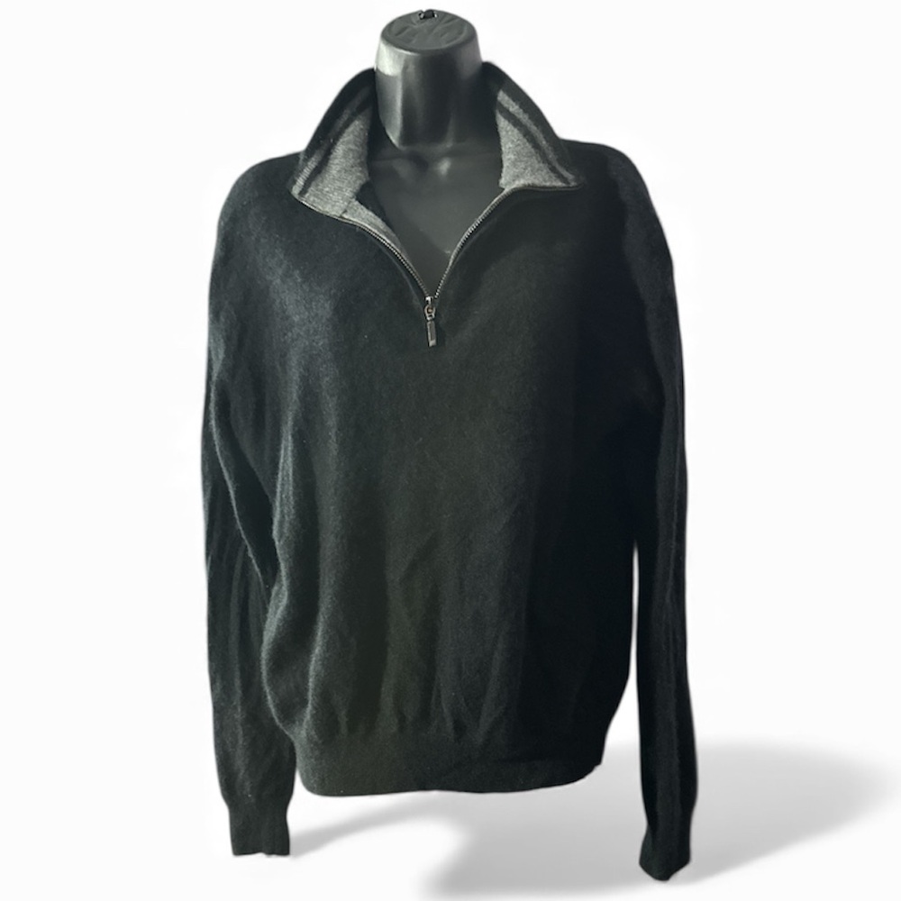 Alan Flusser Charcoal and Black Cashmere Knit